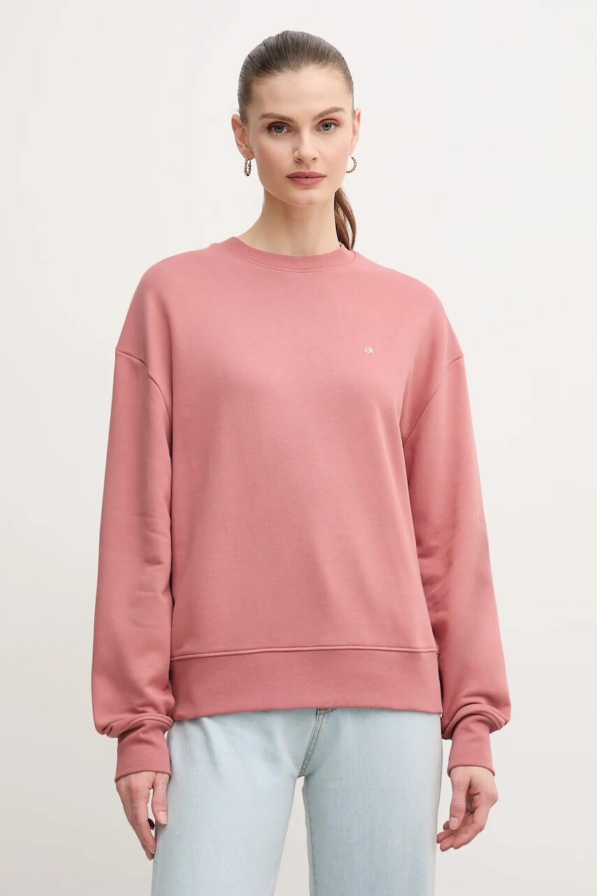 Bavlnená mikina Calvin Klein dámska, oranžová farba, jednofarebná, K20K208092