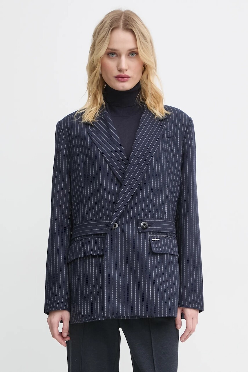 Sako s prímesou vlny G-Star tmavomodrá farba, dvojradové, vzorované, D25284-D721