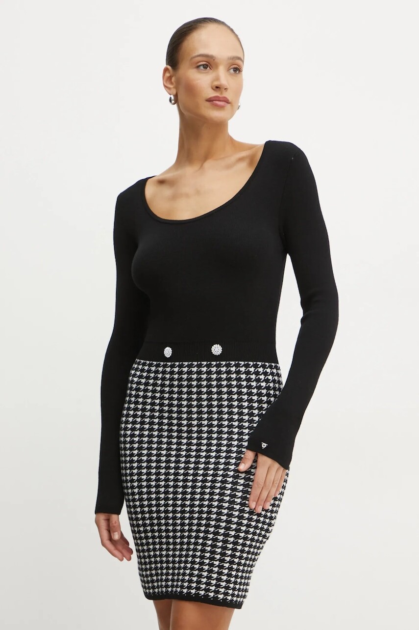 Šaty Guess GABRIELLA čierna farba, mini, priliehavé, W5RK12 Z3KX0