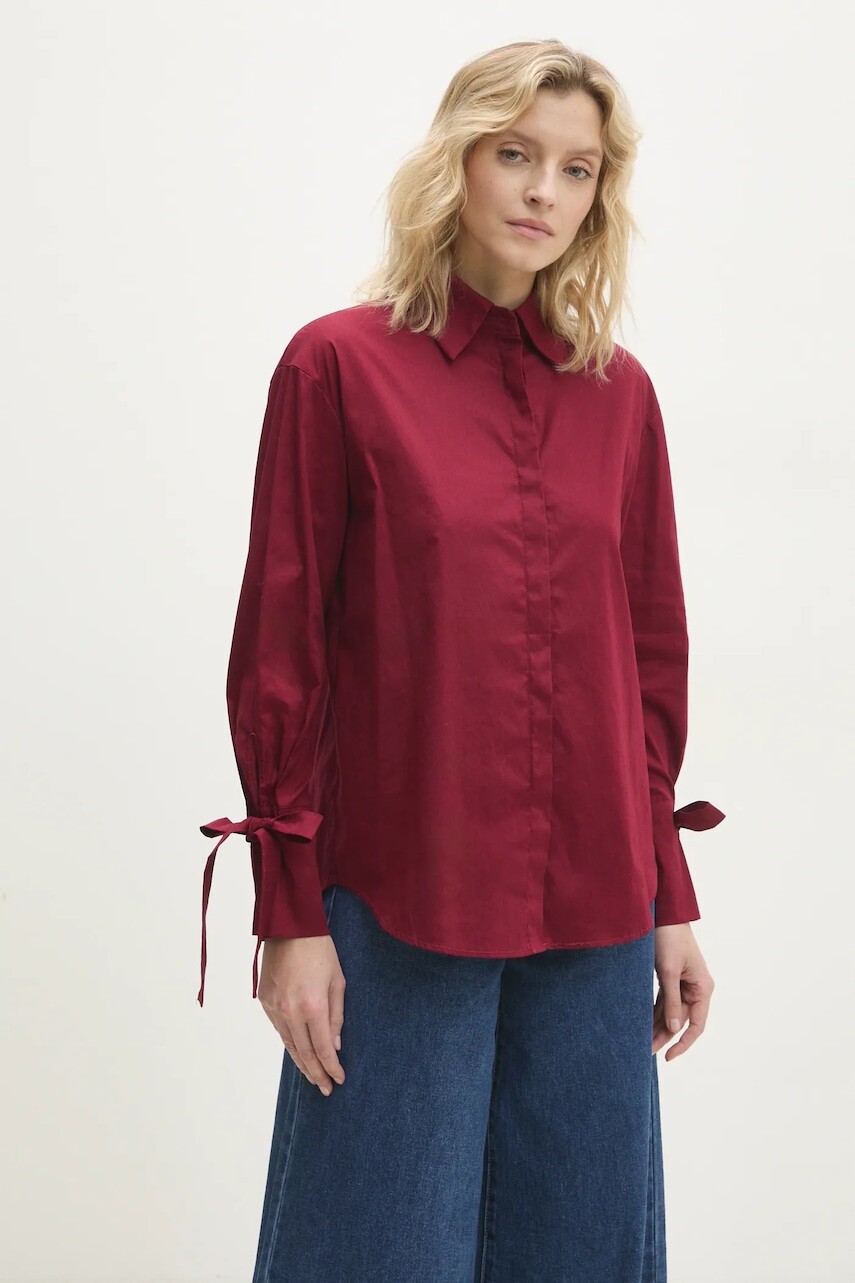 Košeľa Answear.LAB dámska, červená farba, voľný strih, s klasickým golierom