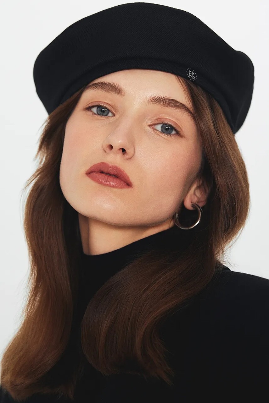 Vlnená baretka Ruslan Baginskiy čierna farba, BRT033-WA-PT