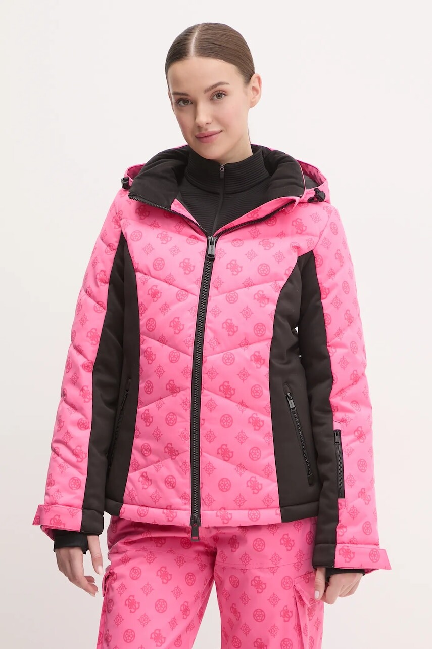 Lyžiarska bunda Guess ružová farba, W4PL3N WH0K0