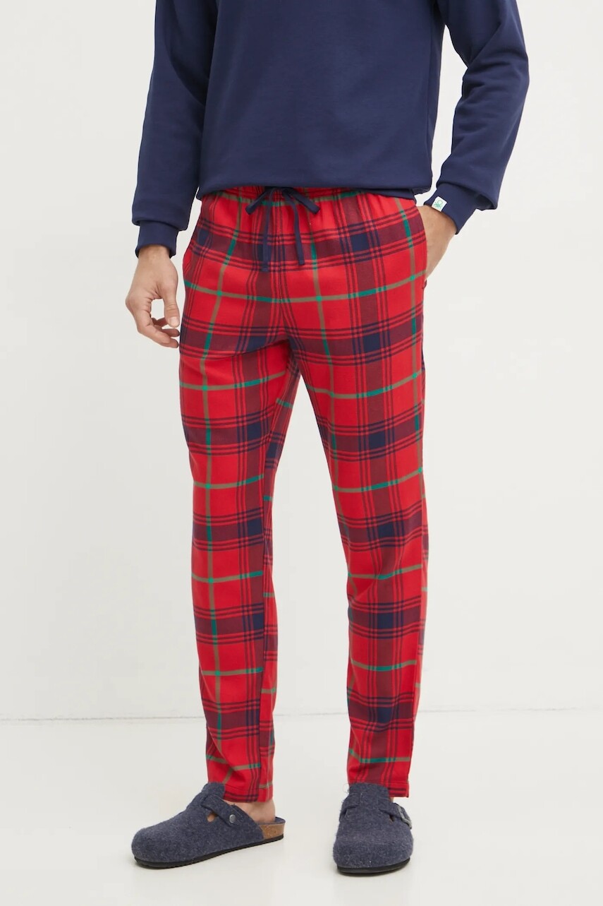 Bavlnené pyžamové nohavice United Colors of Benetton červená farba, vzorované, 43UL4F009