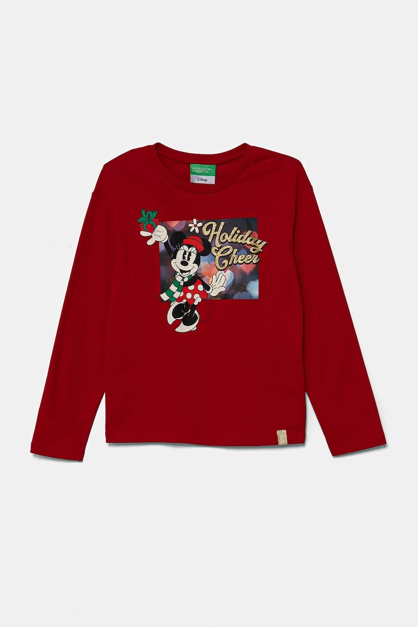 Tričko s dlhým rukávom United Colors of Benetton červená farba, 3ATNC10LC