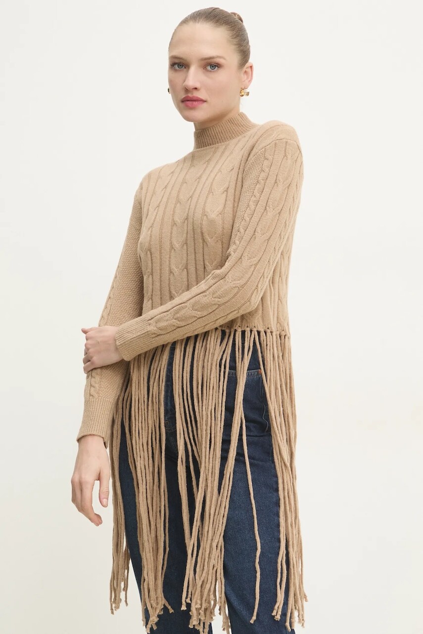 Sveter Answear.LAB dámsky, hnedá farba, s polorolákom