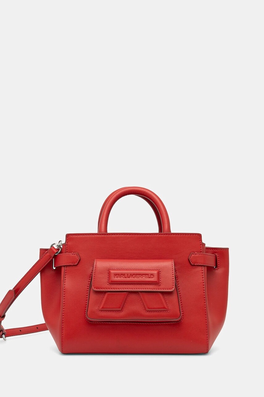 Kožená kabelka Karl Lagerfeld červená farba, A1W30443