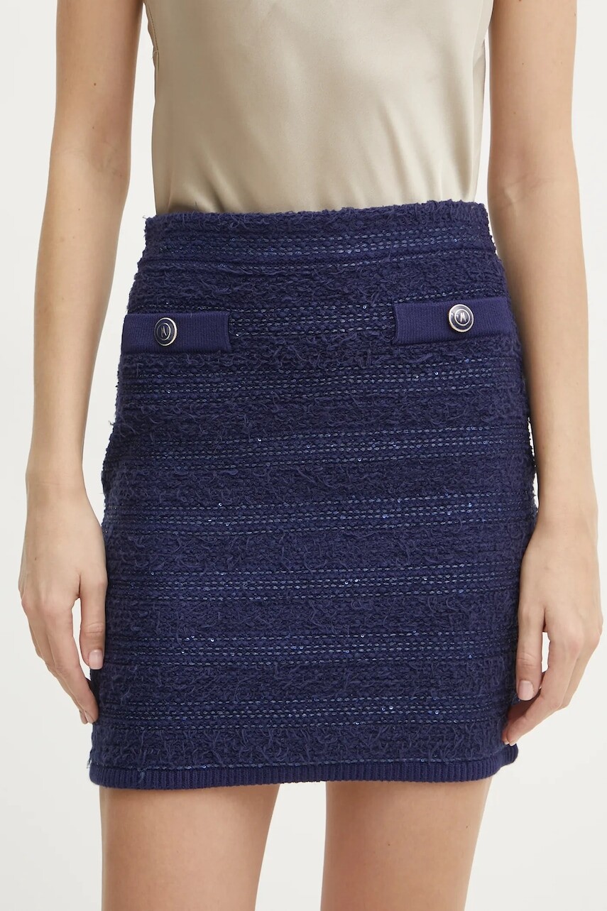 Sukňa Marciano by Guess AMELIA tmavomodrá farba, mini, rovný strih, 5RGD01 5852Z