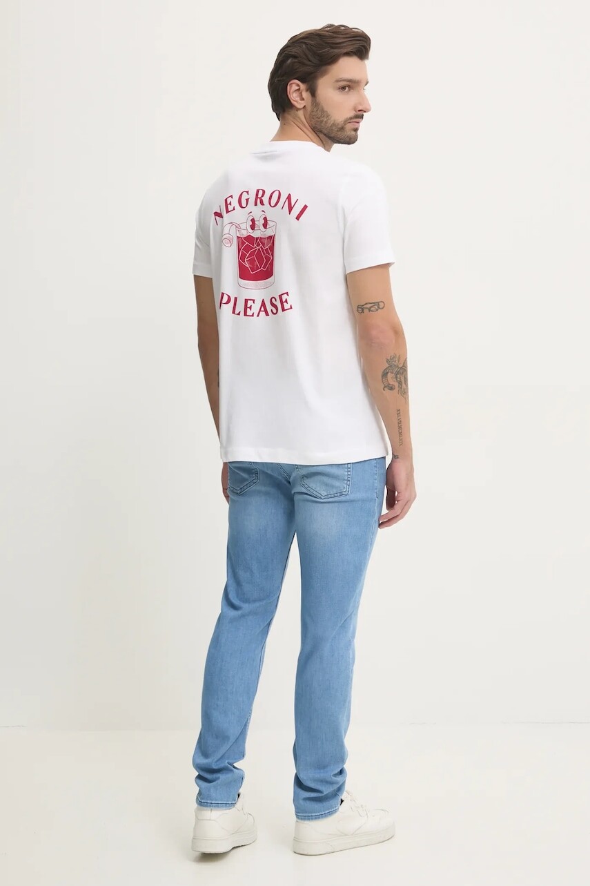 Bavlnené tričko Joop! pánske, biela farba, s potlačou, 30045502