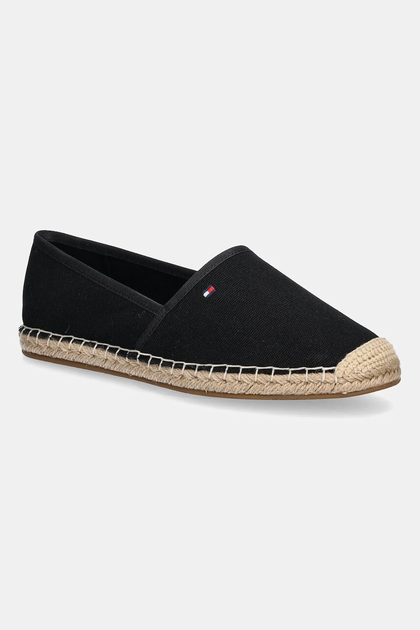 Espadrilky Tommy Hilfiger FLAG CANVAS ESPADRILLE čierna farba, FW0FW08541