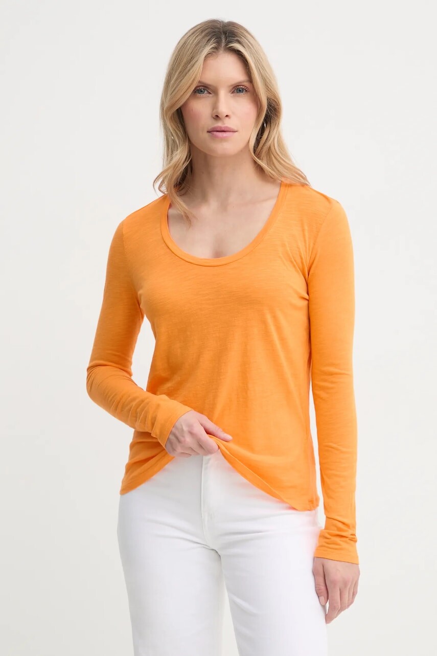Tričko s dlhým rukávom American Vintage dámske, oranžová farba, JAC49VE25