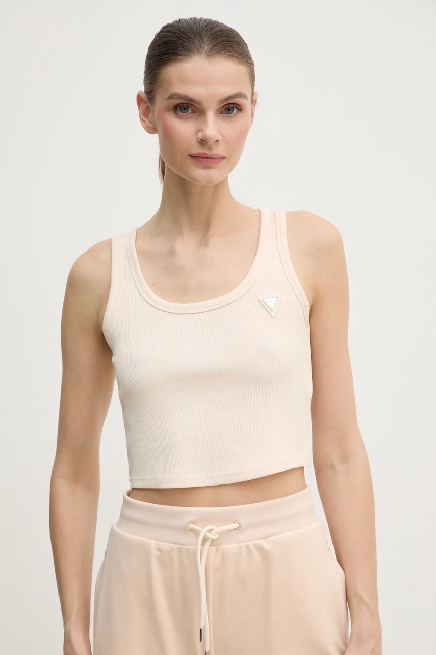 Top Guess COLETTE dámsky, béžová farba, V5RP07 K8RT2