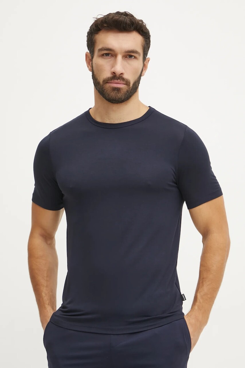 Tričko BOSS 3-pak pánske, tmavomodrá farba, jednofarebné, 50534019