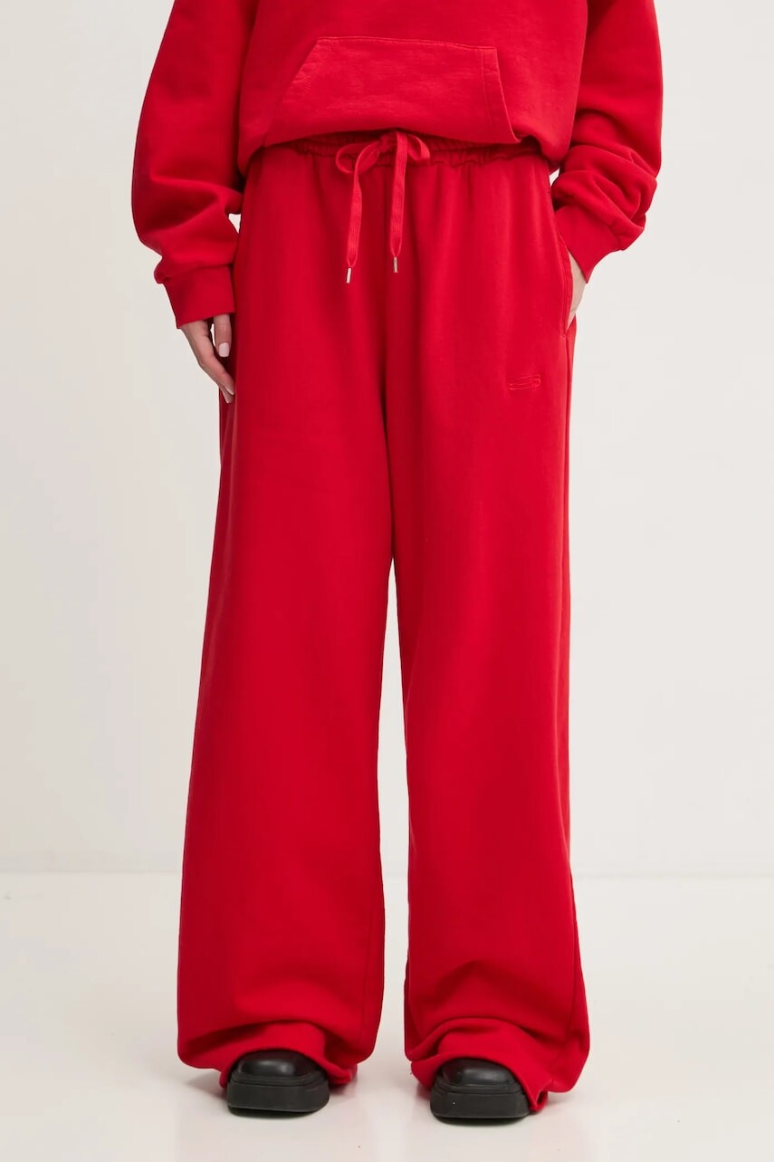 Bavlnené tepláky K+LUSHA červená farba, jednofarebné, KLW56001TJF01PX