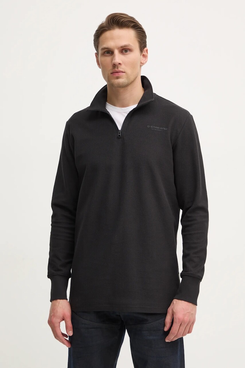 Bavlnené tričko s dlhým rukávom G-Star čierna farba, s potlačou, D26452-D617