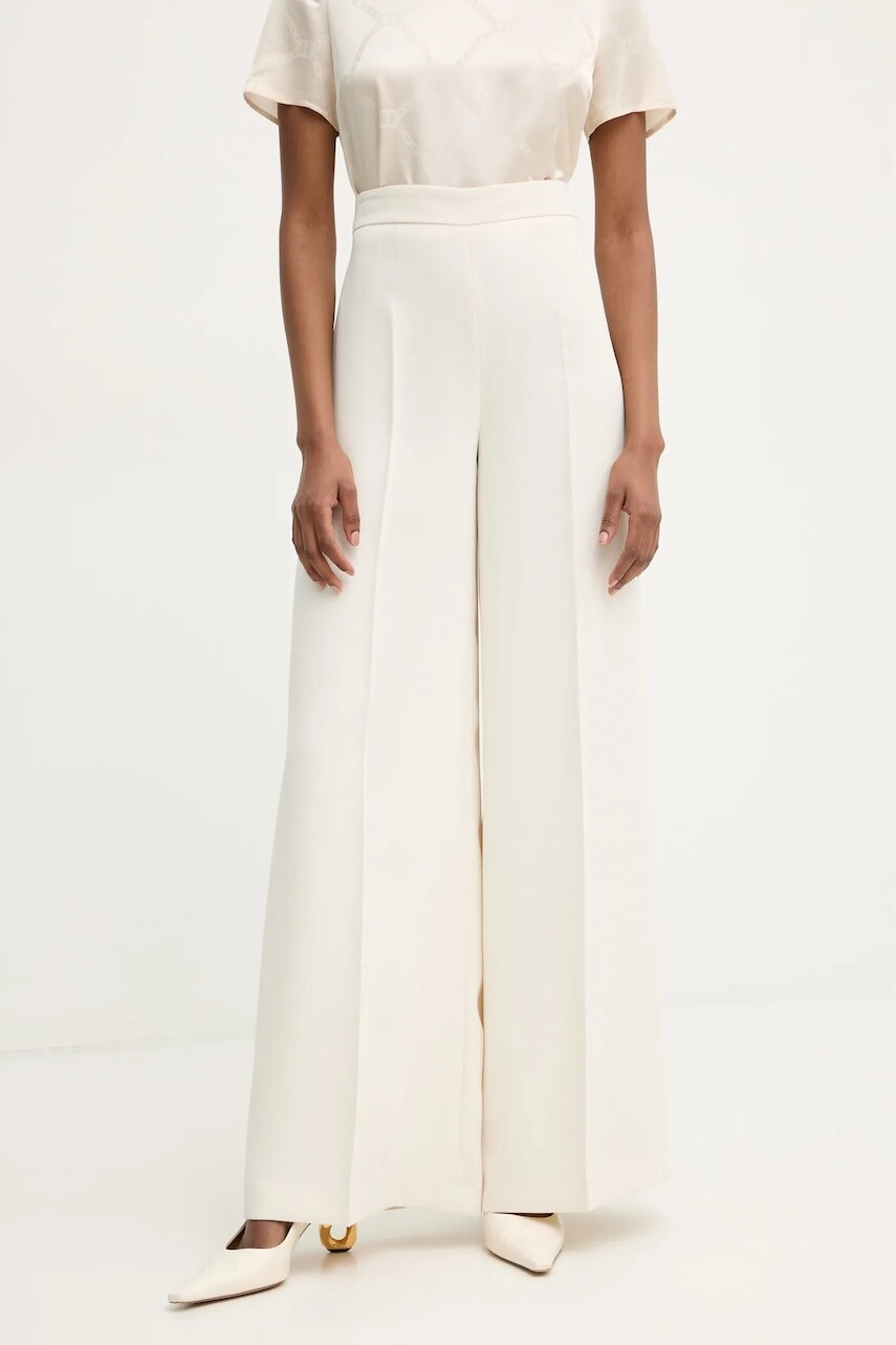 Nohavice Twinset dámske, béžová farba, rovné, vysoký pás, 251TP2102