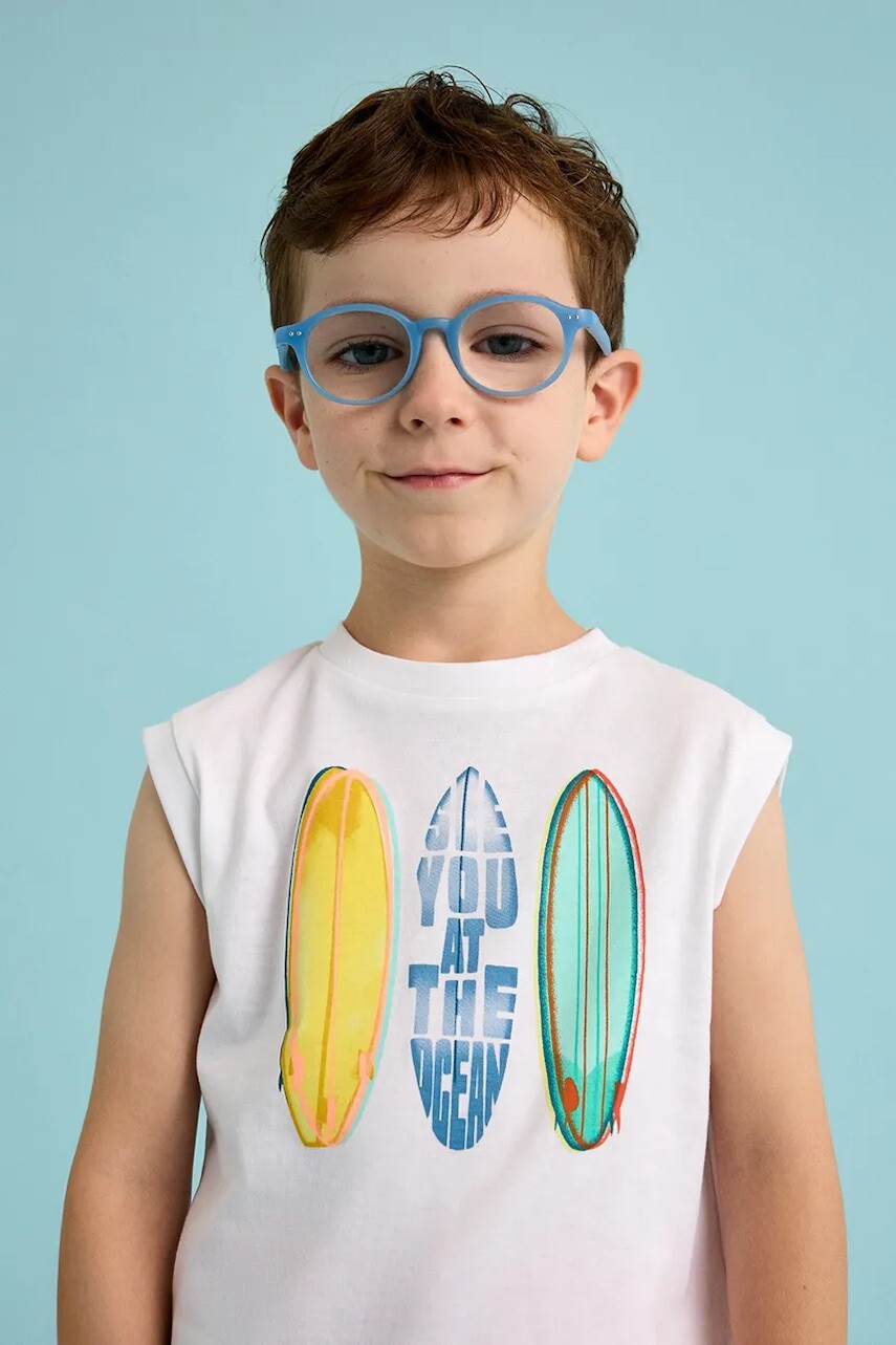 Detský top Mayoral žltá farba, s potlačou, 3053