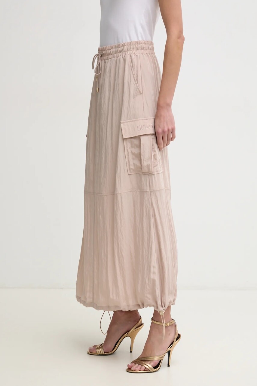 Sukňa Liu Jo béžová farba, maxi, áčkový strih, TA5126 T2921