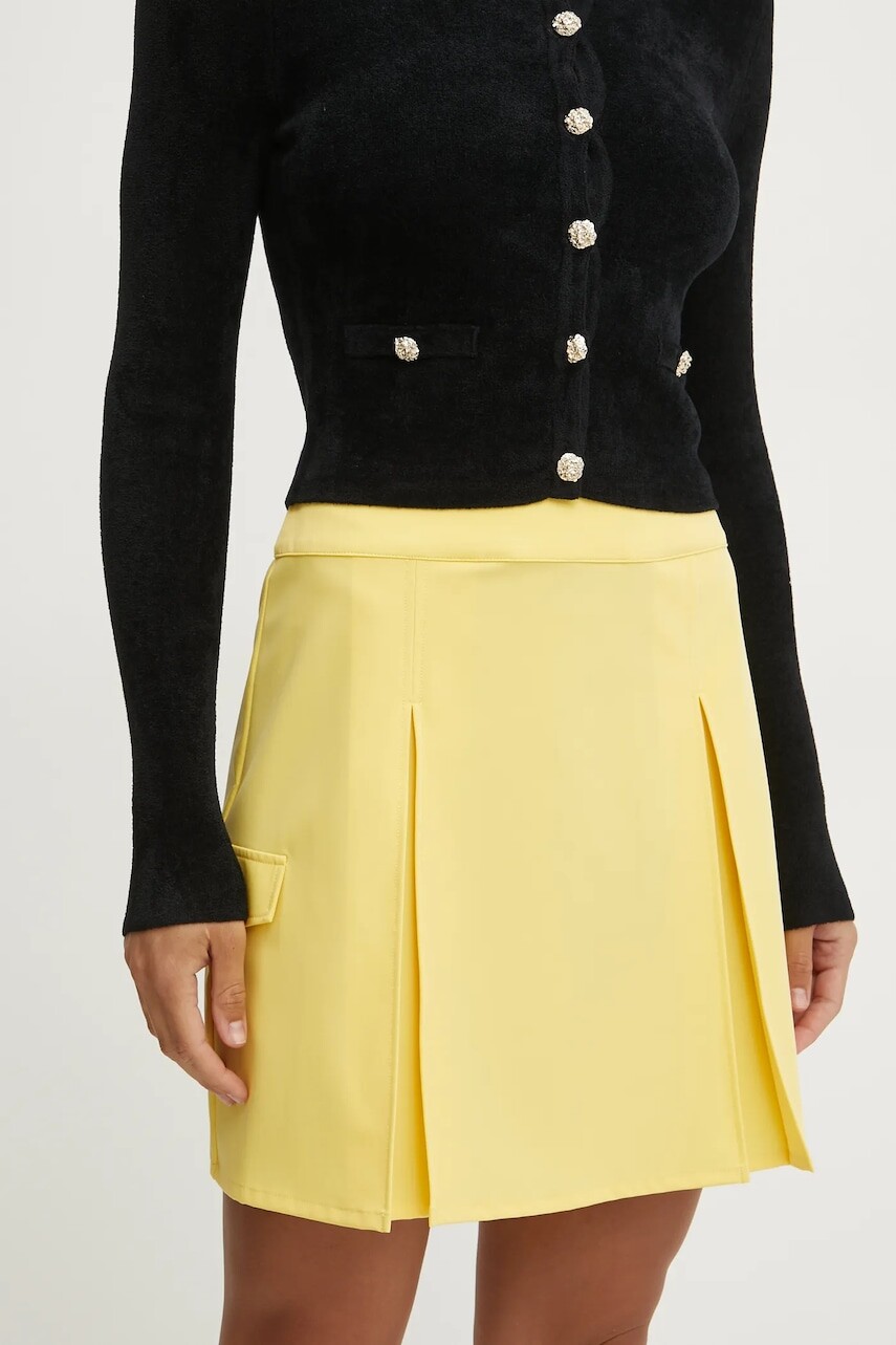 Sukňa Liu Jo žltá farba, mini, áčkový strih, TA5252 T1817