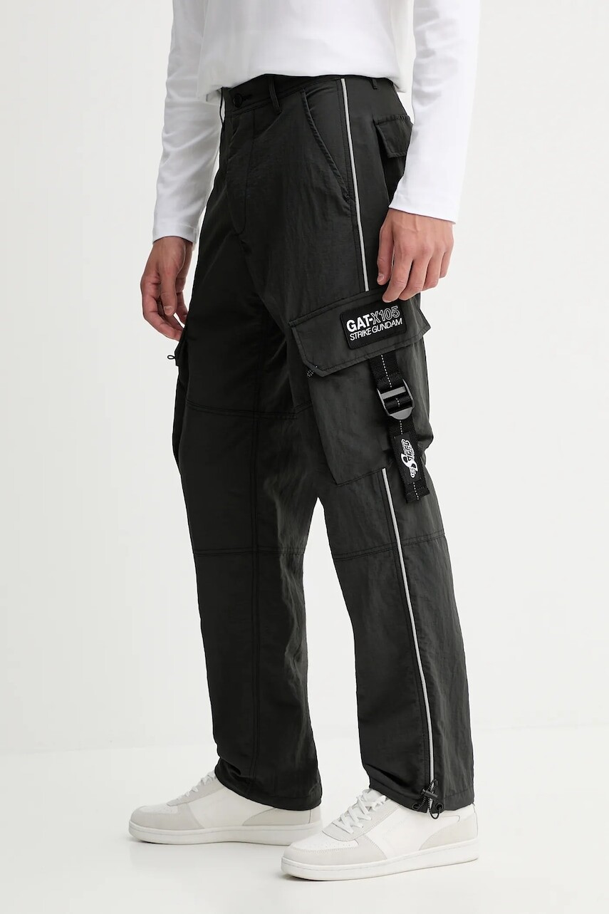 Nohavice Levi's x Gundam SEED čierna farba, strih cargo, vysoký pás, A7409.0000