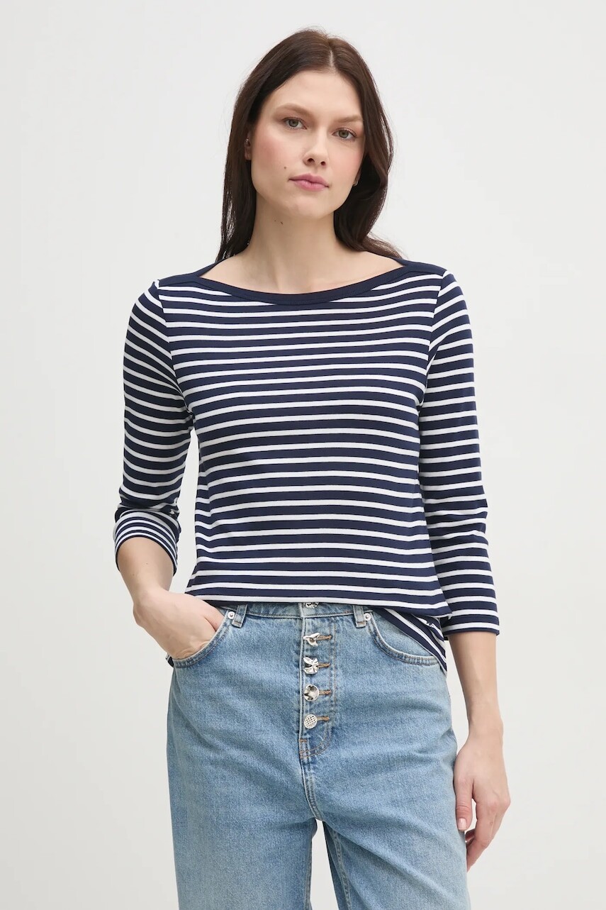 Bavlnené tričko s dlhým rukávom United Colors of Benetton tmavomodrá farba, 30YSD109W