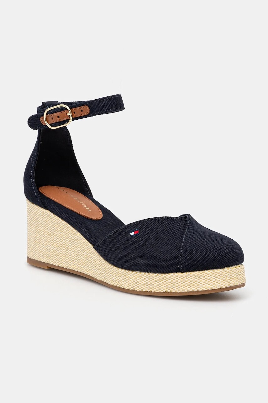 Espadrilky Tommy Hilfiger FLAG CLOSED TOE MID WEDGE ESPAD tmavomodrá farba, FW0FW08657