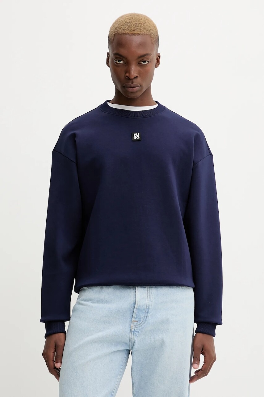 Mikina HUGO čierna farba, s nášivkou, 50533689