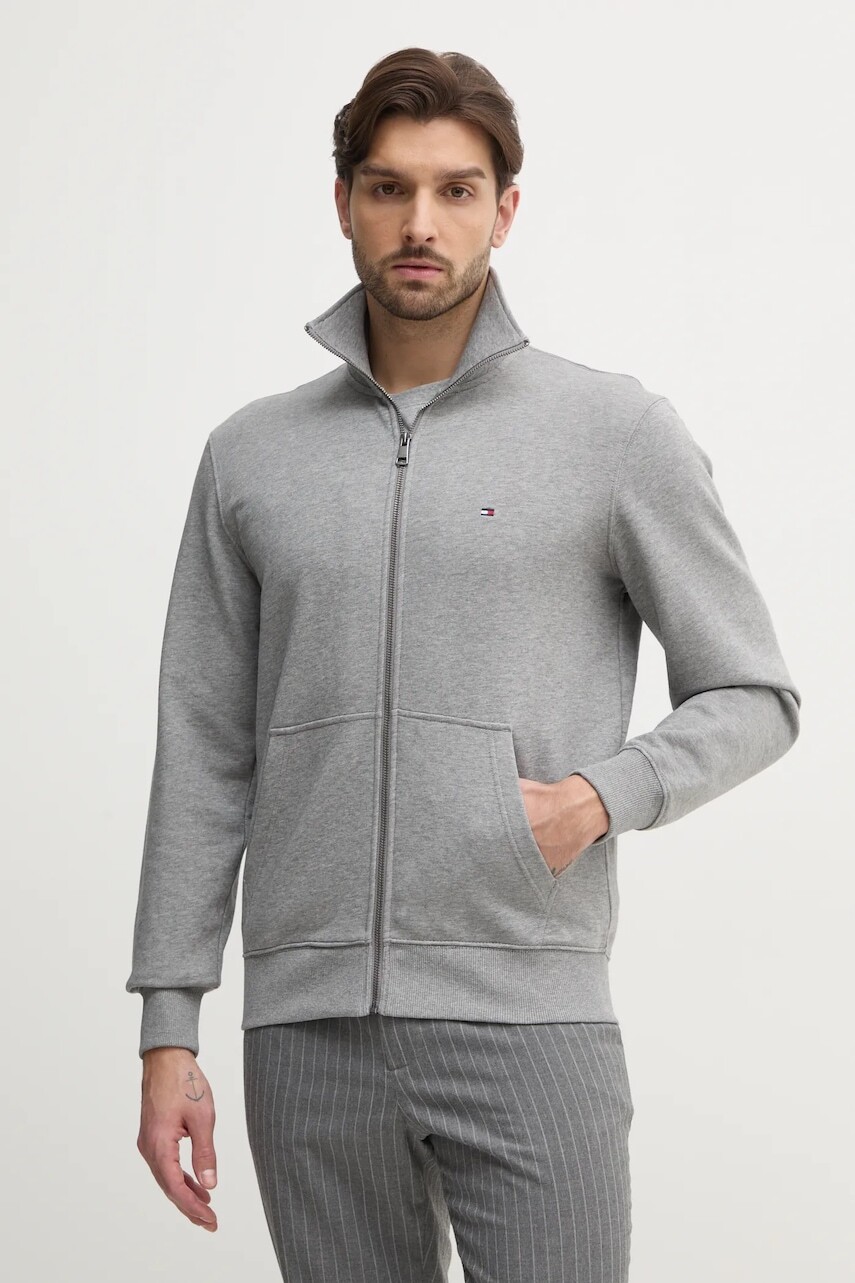 Bavlnená mikina Tommy Hilfiger pánska, šedá farba, jednofarebná, MW0MW38084