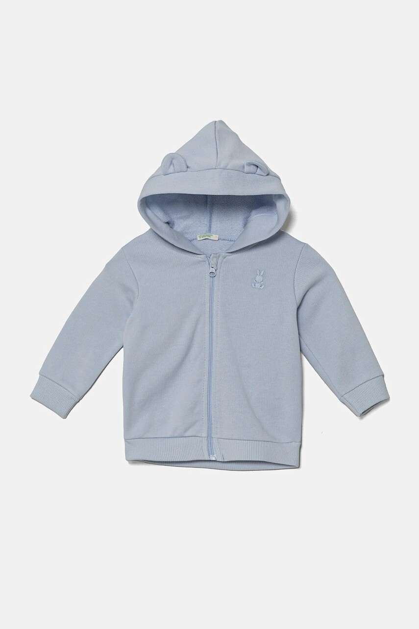 Bavlnená mikina pre bábätká United Colors of Benetton s kapucňou, jednofarebná, 3J70A5017