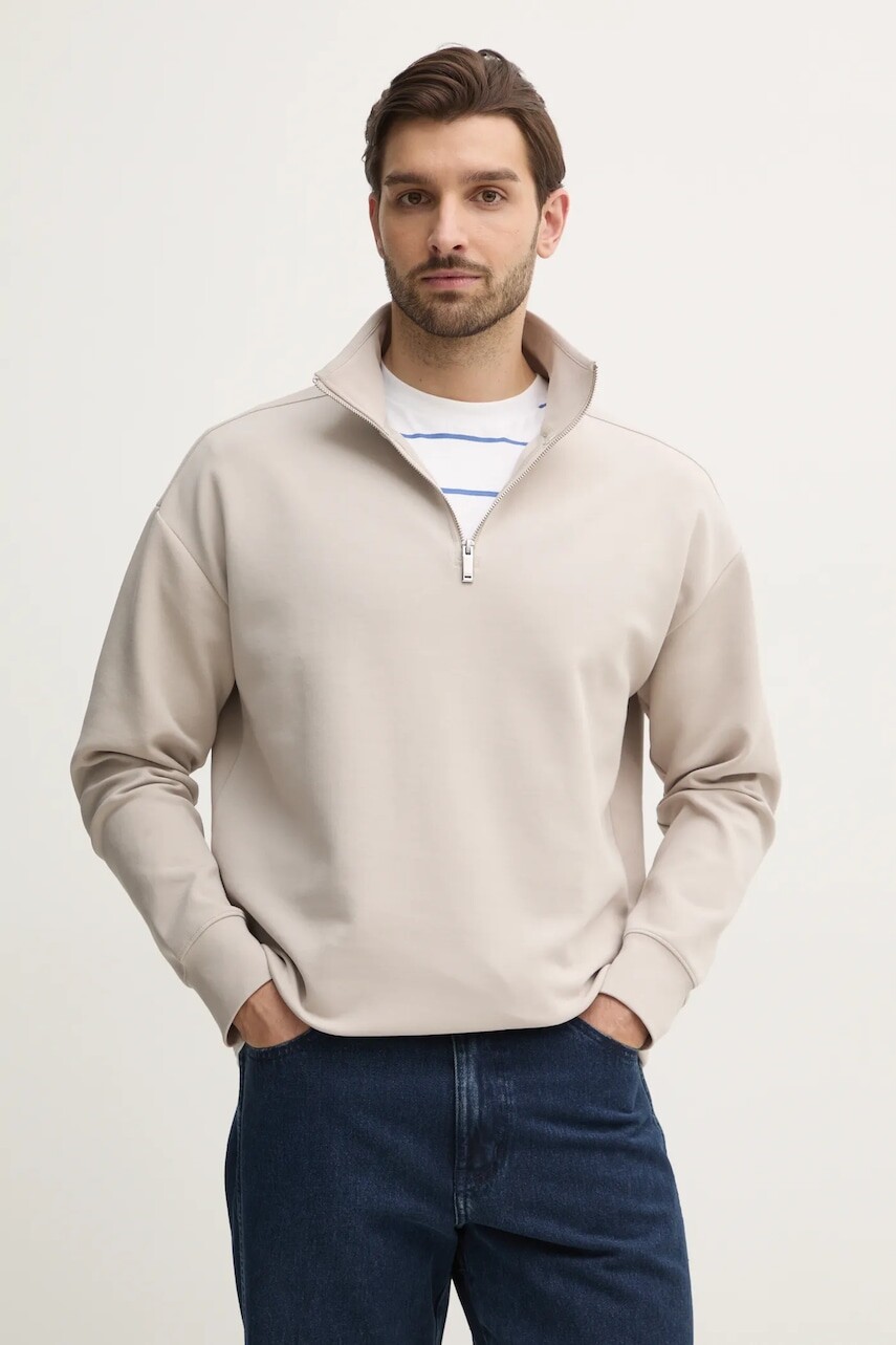 Mikina Calvin Klein pánska, béžová farba, jednofarebná, K10K114255