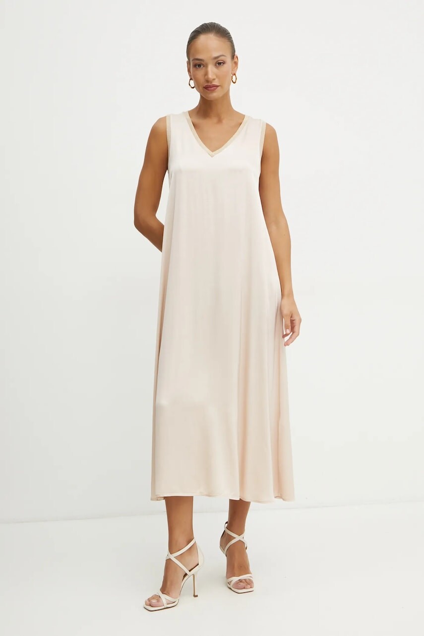 Šaty Fracomina béžová farba, maxi, rovný strih, FJ25SD3002W45101