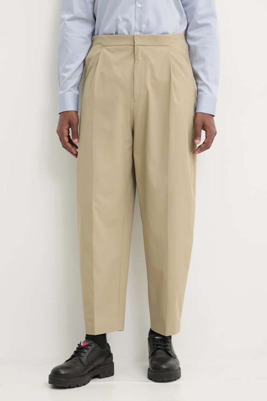 Nohavice HUGO pánske, zelená farba, rovné, 50532940