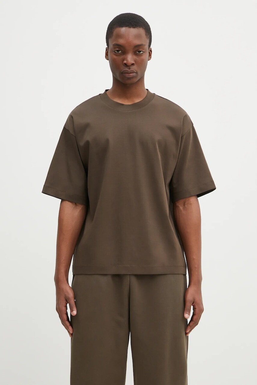 Bavlnené tričko Pangaia hnedá farba, jednofarebné, 10002012