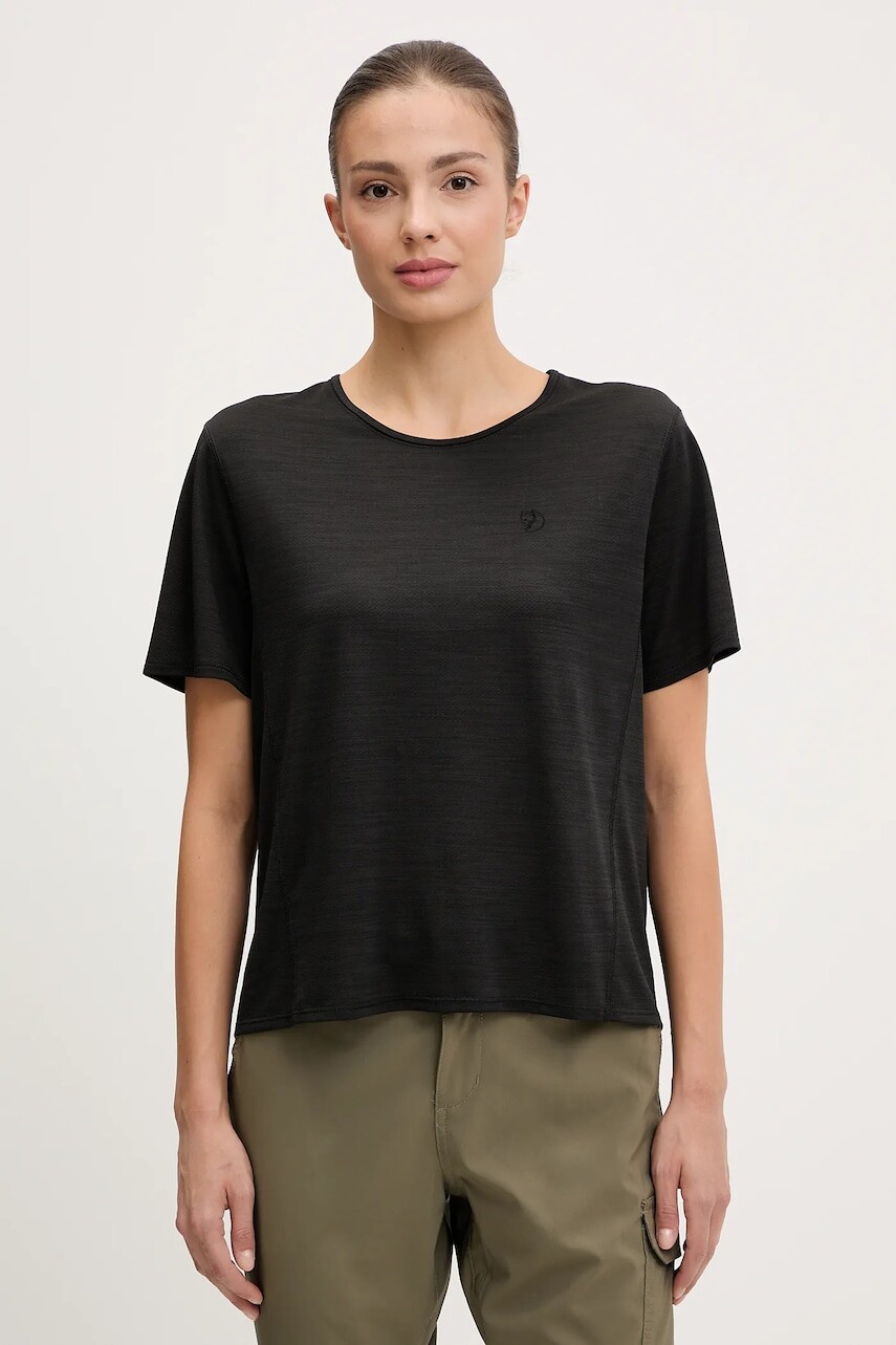 Športové tričko Fjallraven Abisko Lite čierna farba, F14600203