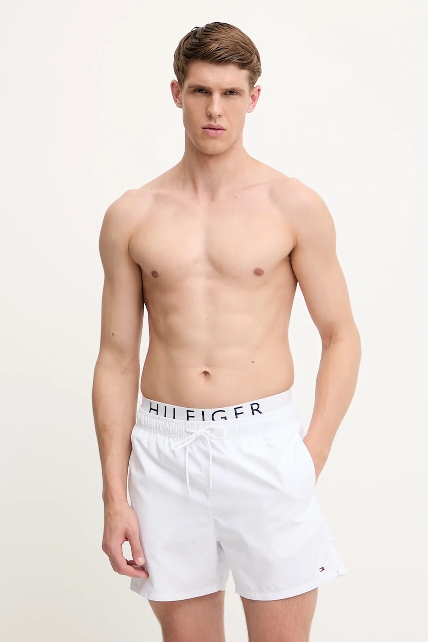 Plavkové šortky Tommy Hilfiger biela farba, UM0UM03489