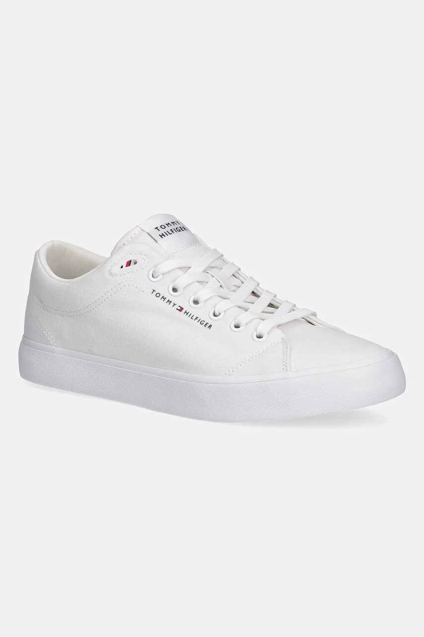 Tenisky Tommy Hilfiger TH HI VULC LOW CORE CANVAS biela farba, FM0FM05396