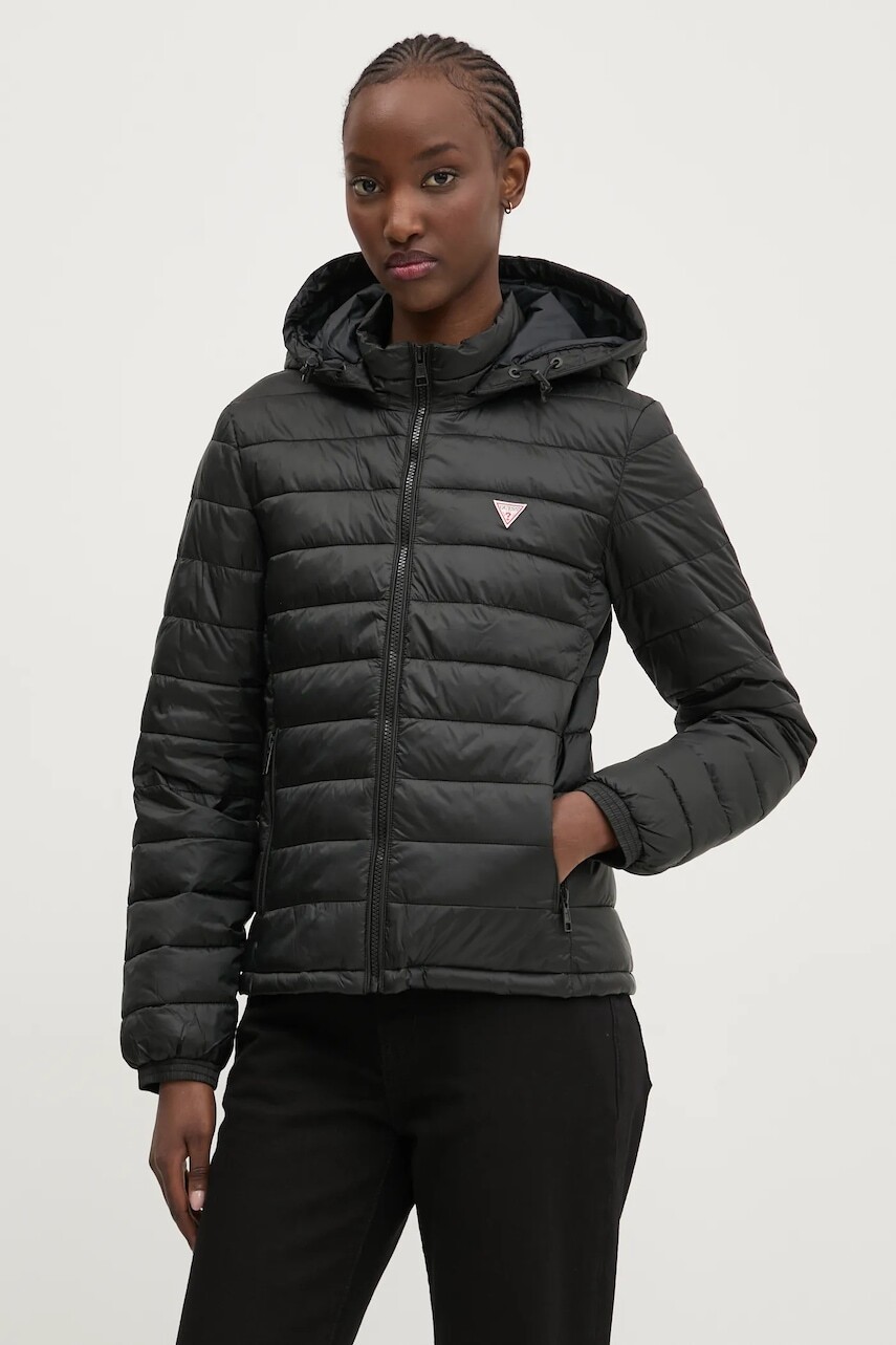 Bunda Guess Jeans čierna farba, prechodná, W5RL99 WHAB2