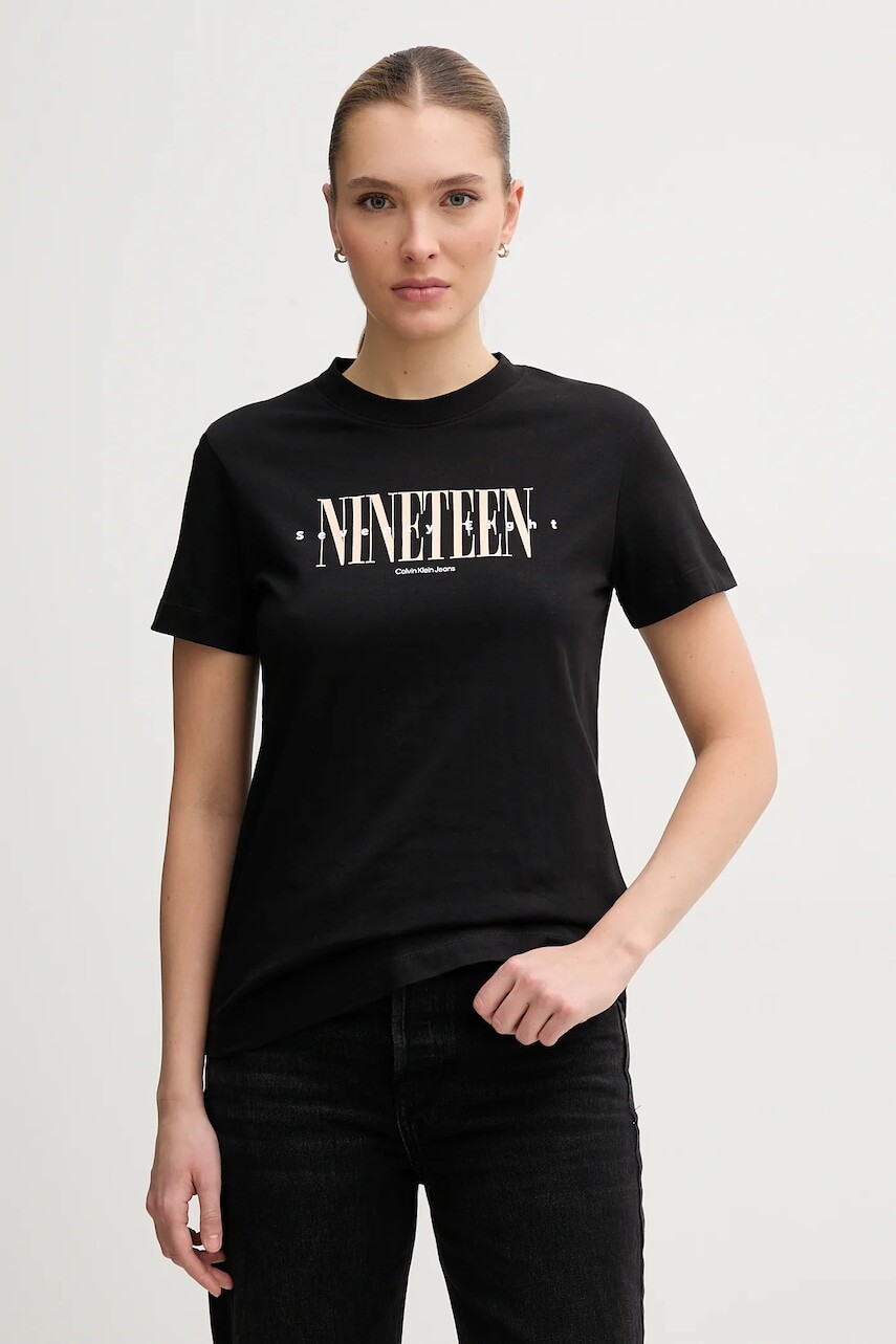 Bavlnené tričko Calvin Klein Jeans dámske, čierna farba, J20J225259