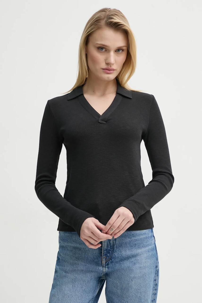 Bavlnené tričko s dlhým rukávom G-Star čierna farba, D26074-D958