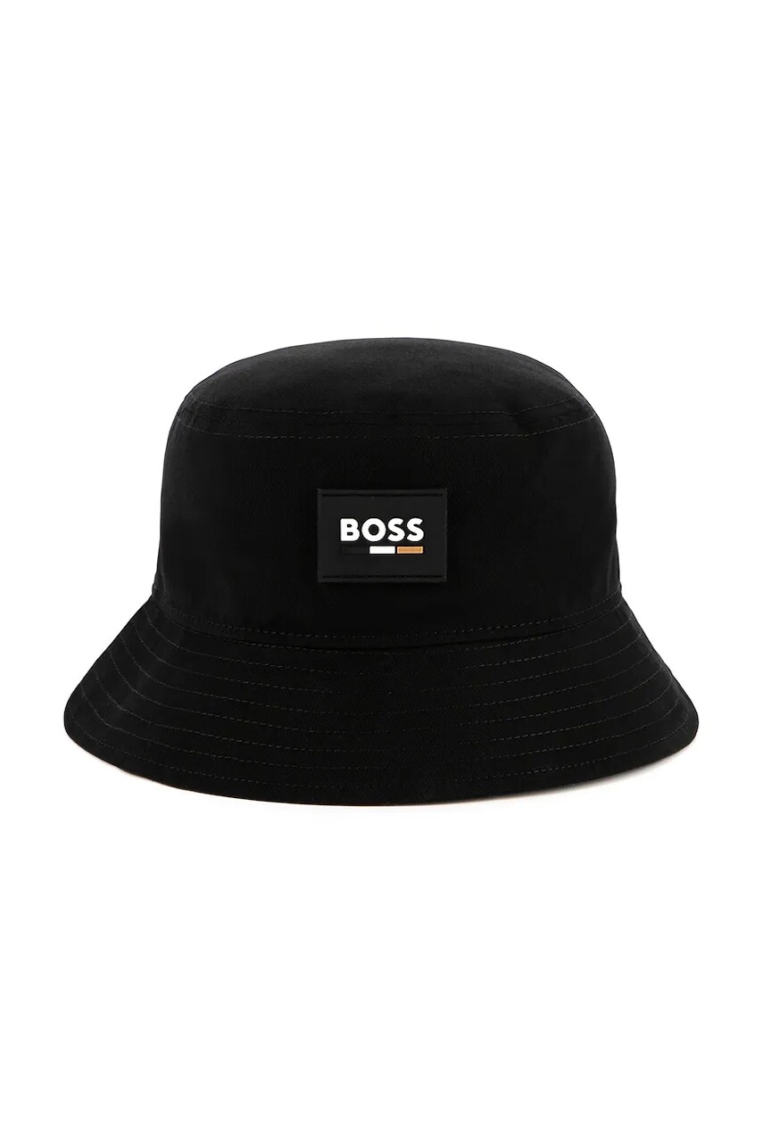 Detský bavlnený klobúk BOSS čierna farba, bavlnený, J51690