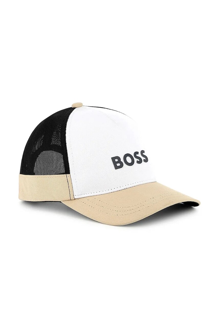 Detská bavlnená šiltovka BOSS béžová farba, s potlačou, J51687