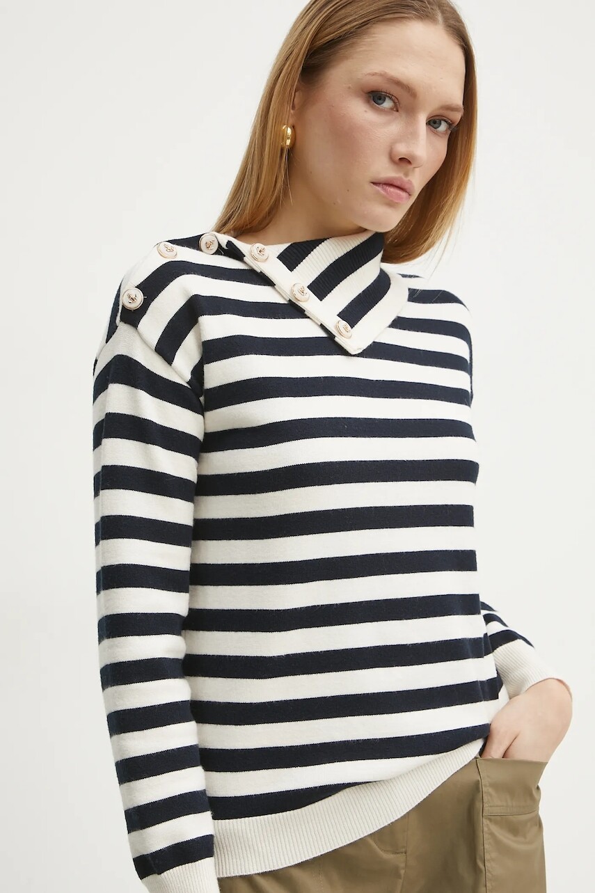 Sveter Morgan MOUETTE dámsky, béžová farba, s polorolákom, MOUETTE