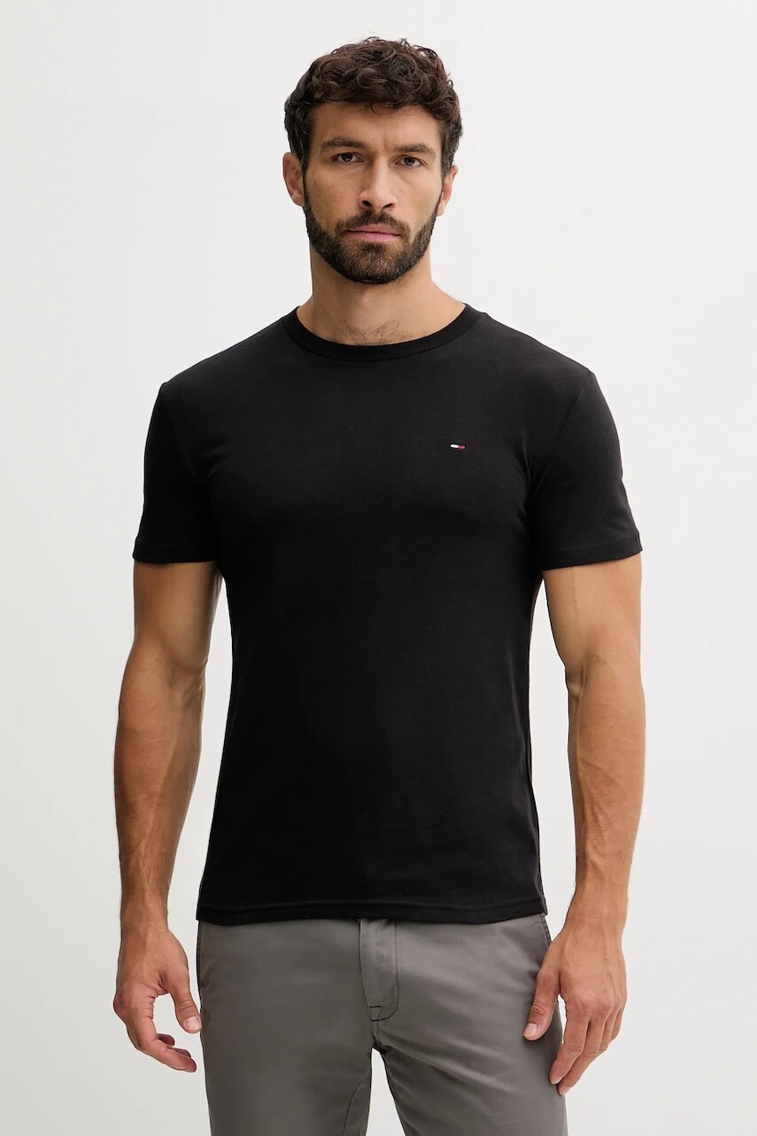 Bavlnené tričko Tommy Jeans 2-pak pánske, čierna farba, jednofarebné, DM0DM20687