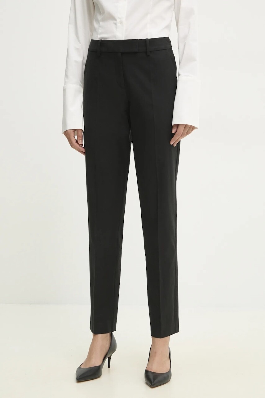 Nohavice rovného strihu Answear.LAB čierna farba, cigaretový strih, vysoký pás