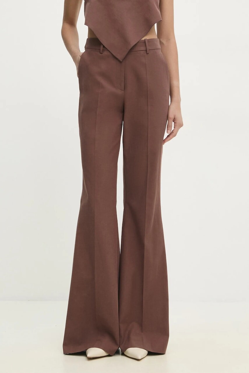 Nohavice zvonového strihu Answear.LAB hnedá farba, zvony, vysoký pás
