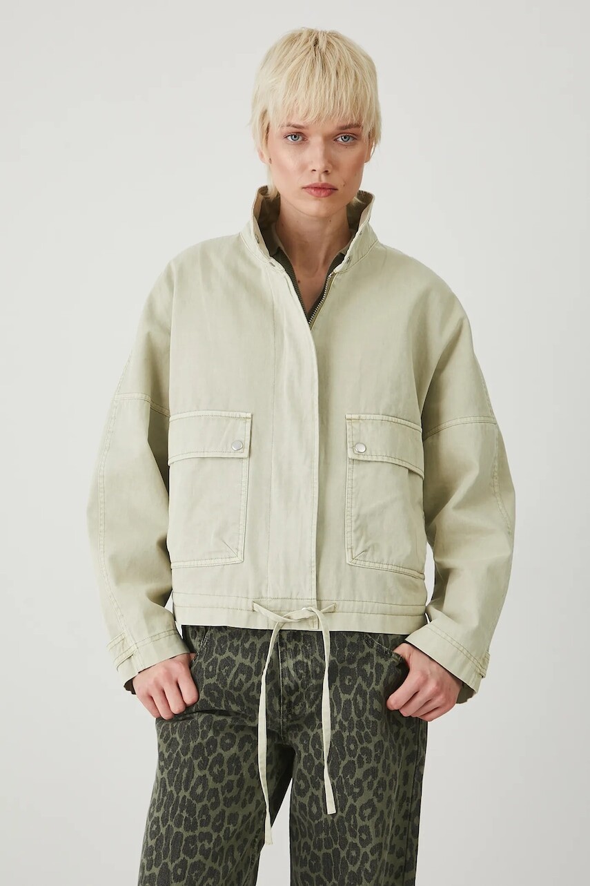 Bavlnená bunda typu bomber Medicine dámska, zelená farba, prechodná, oversize