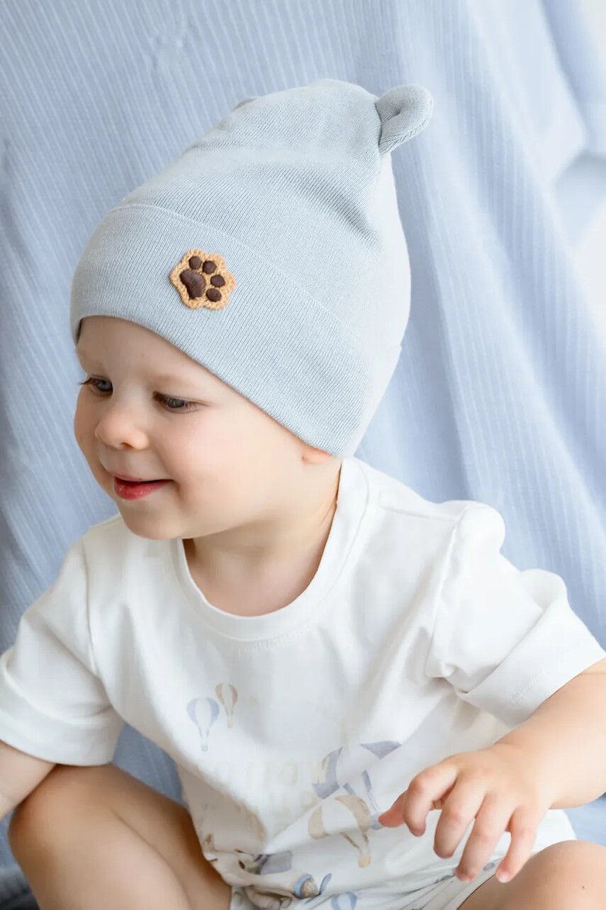 Detská bavlnená čiapka Jamiks BARRIGO šedá farba biela, z tenkej pleteniny, bavlnená, JWH058