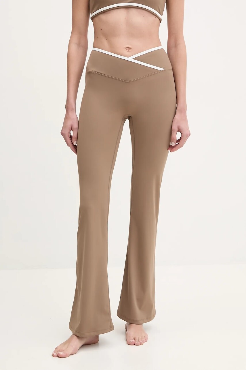 Nohavice na jogu JOYINME Dual Essence hnedá farba, s nášivkou, Dual Essence