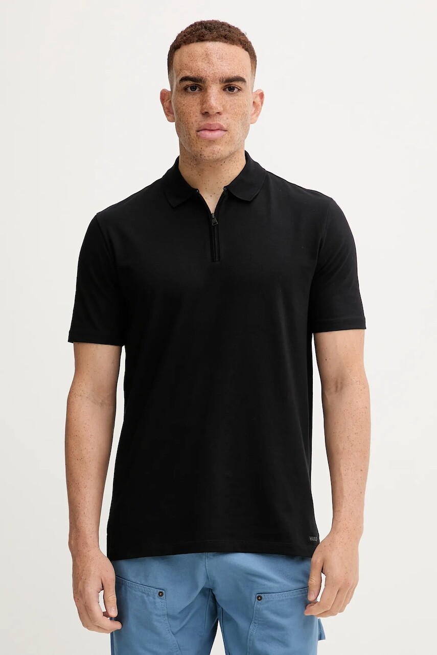 Polo tričko HUGO pánske, modrá farba, jednofarebné, 50543368