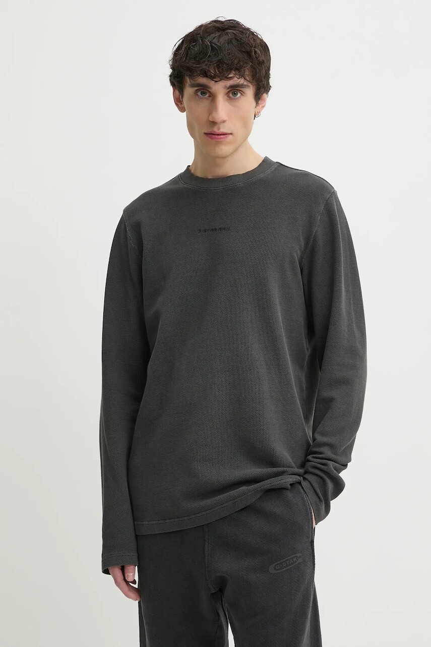 Bavlnené tričko s dlhým rukávom G-Star čierna farba, jednofarebné, D25965-D895