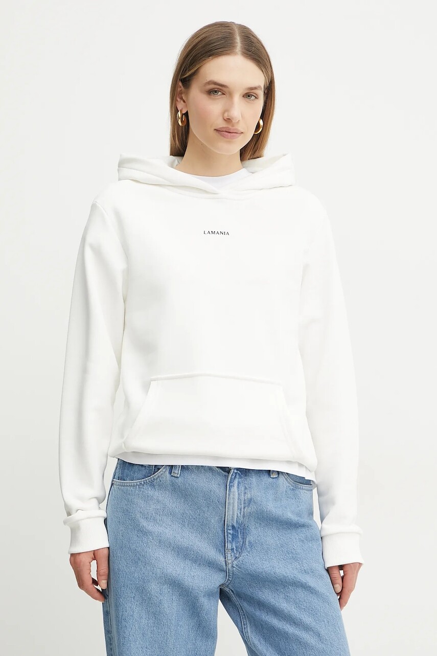 Mikina La Mania dámska, biela farba, s kapucňou, melanžová, ARIA